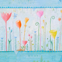 Kleine Raupe 'Immergrün'   - Acryl auf Leinwand 90x60  2024  x