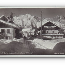 - Dorfstraße gegen Dreitorspitze u. Oefelekopf - SEEFELD in TIROL - 03.03.1936 -