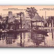 - Palais de l' A.O.F. - le Lac du Village Soudanais - Exposition Coloniale - MARSEILLE  1922 -