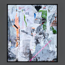 SY 16 / 03, décollage with tape, pen and sticker, 84,3 x 73,0 cm, 2020