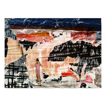 Die Öffnung des sechsten Siegels, décollage with collage, 27,2 x 37,7 cm, 2020