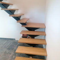 Zant'Art - Escalier métallique à limon central avec marches en bois