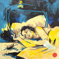 inna artemova, "the visit", 2025, 90 x 90 cm, oil on canvas – erlas galerie