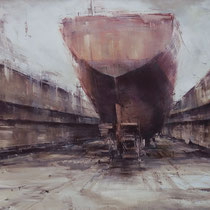alessandro papetti, "bacino di carenaggio", 2008, 125 x 200 cm, oil on canvas – erlas galerie