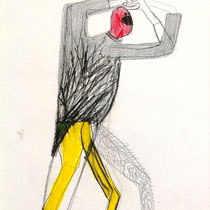 tone fink, "batmen", 29,7 x 21 cm, 1982, pencil & crayon on paper – erlas galerie