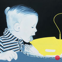 sylvia berndorfer, "on the tip of his tongue", 2020, 90 x 150 cm, oil on canvas – erlas galerie