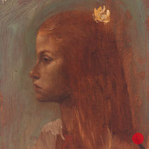 roger schindler, "mädchen (frühling)",  2019, 23 x 19 cm, oil on wood – erlas galerie