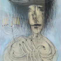 walter schmögner, "neun kerzen", 2019, 57 x 38 cm, mixed media on paper – erlas galerie