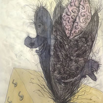 walter schmögner, "tschadungo", 2015, 47 x 33 cm, mixed media on paper – erlas galerie