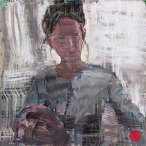 dénesh ghyczy, "juvenile glow", 2017, 35 x 35 cm, acrylic on cardboard, framed – erlas galerie