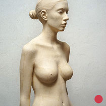 bruno walpoth, "lena 2", 2021, 79 x 39 x 27 cm, linden/paper – erlas galerie