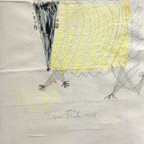 tone fink, "liebes(s)tier", 29,7 x 21 cm, 1986,  mixed media on paper – erlas galerie