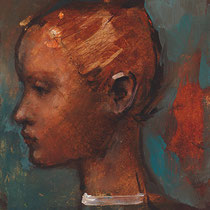 roger schindler, "mädchen (o.t.)",  2018, 15 x 11 cm, oil on wood – erlas galerie