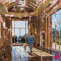 dénesh ghyczy, "walking the dog", 2023, 160 x 240 cm, oil & acrylic on canvas – erlas galerie