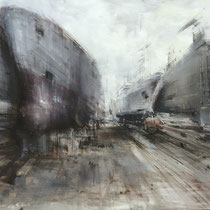 alessandro papetti, "cantiere navale – genova", 2016, 118 x 140 cm, oil on canvas – erlas galerie