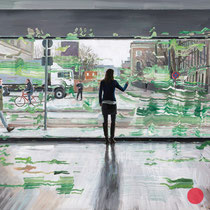 dénesh ghyczy, "großes fenster", 2018, 65 x 95 cm, oil & acrylic on cardboard, framed – erlas galerie