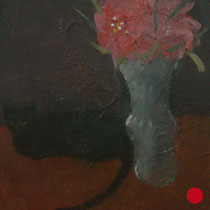 roger schindler, "katze mit vase I",  2017, 18 x 14 cm, oil on wood – erlas galerie