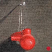 sylvia berndorfer, "schluss mit lustig I", 2023, 20 x 15 cm, oil on jute – erlas galerie