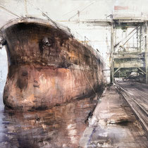 alessandro papetti, "molo industriale", 2014, 100 x 125 cm, oil on canvas – erlas galerie
