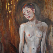 raffaella busdon, "la chiave d‘oro", 2022, 100 x 60 cm, oil on iron – erlas galerie