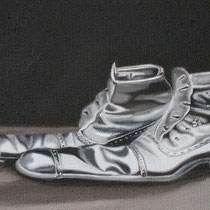 sylvia berndorfer, "schluss mit lustig II", 2023, 20 x 30 cm, oil on jute – erlas galerie