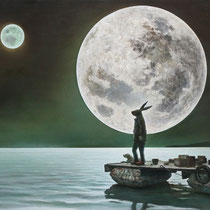 art work,"Two Moons",1oil on canvas,1,167×910(mm),by Taichi Hara 2017