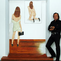 "Profondeur" 2010 Acrylic on canvas 235 x 180cm - The foot step is delivered with the canvas.