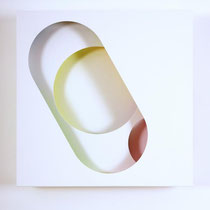 REINHARD WÖLLMER, 2020, Farbraumrelief-Weiss-Bunt Nr. 5, 44.5x44.5x9cm