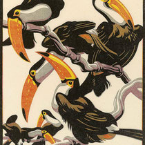 NORBERTINE BRESSLERN-ROTH, Pfefferfresser, (Riesentukane), Linolschnitt, 26,6x22,9cm (Druckgröße), 1928