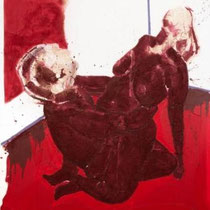 ALBANA EJUPI, o. T., Acryl, Spray, Sand, Textil / Leinwand, 210x190cm, 2020