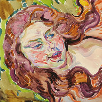 HELENE FUNKE, „Schwebende", signiert, Mischtechnik/Papier, 46x30,5cm