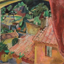 WILLY EISENSCHITZ, Blick aus dem Fenster, Öl / Leinwand, 73,8x99,7cm