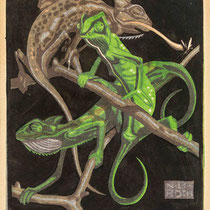 NORBERTINE BRESSLERN-ROTH, Chamäleons, Linolschnitt, 18,8x15,6cm (Druckgröße), 1924
