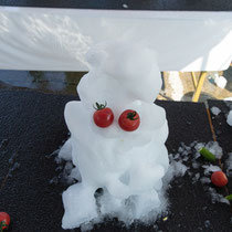 ユニークな雪だるまがたくさんできました！