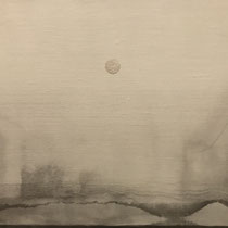 2024年宇宙の旅〜夢は枯野をかけ廻る〜　制作2024 15号・松煙墨 ・胡粉 ・水晶末 ・雲母 ・金泥 ・鹿膠 ・麻布