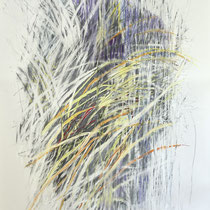 Wildwuchs 12, Zeichnung Graphit/Pastellkreiden auf Papier, 180x100 cm, 2025