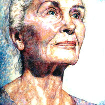 Joe Hanisch, Lebenslinien I (Daphne I)“, 2001,  Kugelschreiber und Buntstift auf  Buchdruckerkarton, 100 x 150 cm, Foto: Joe Hanisch