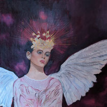 "Erzengel Raphael", 40 x 50 cm, Öl und Mixed Media auf Leinwand_ von Anette Krahnke-Höner, Foto: Anette Krahnke-Höner 