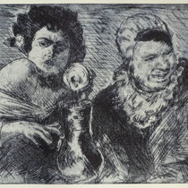 "Begegnung mit Malle", Radierung, Aquatinta, ca 20,5 x 24,5 cm