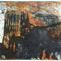 "Kathedrale", Radierung, Aquatinta, (2Platten), ca 20 x 30 cm