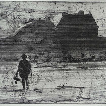 "Bretonischer Nebel", Radierung, Kaltnadel, ca 15 x 19 cm