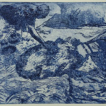 "Georg B. malt Vincent", Radierung, Aquatinta, ca 20,5 x 24,5 cm