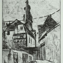 "Hinter dem Dom", Radierung, Aquatinta, Kaltnadel, ca 33 x 25 cm