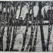 "... verstellt", Radierung, Aquatinta, ca 19,5 x 29,5 cm