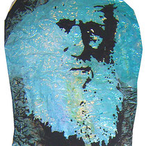 Charles Darwin (Ausschnitt), Lack auf Pappmasché   ca. 140 x 65 cm