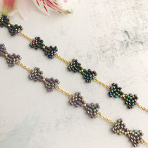 Bracelet "Bow", perles de verres, composants de bijoux plaqués or 16 K. 42 euros /pièce