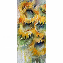 Sunflower II 2023 20x50cm / Watercolour on canvas by ©janinaB.