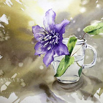 Clematis I 2023 (T1) 30x40cm / Watercolour by ©janinaB.