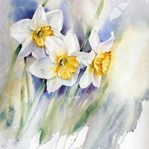 Daffodils II 2023 (T1) 30x40cm / Watercolour by ©janinaB.