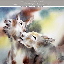 Donkeys I 2019 (27) / 23x32cm Watercolour by ©janinaB Photo source:  dw.com.